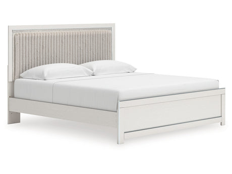 Zuraleus White King Upholstered Panel Platform Bed - Ornate Home