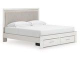 Zuraleus White King Upholstered Panel Platform Storage Bed (Online Special Price) - Ornate Home