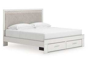 Zuraleus White King Upholstered Panel Platform Storage Bed (Online Special Price) - Ornate Home