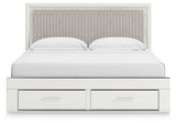 Zuraleus White King Upholstered Panel Platform Storage Bed (Online Special Price) - Ornate Home