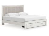 Zuraleus White King Upholstered Panel Platform Storage Bed - Ornate Home