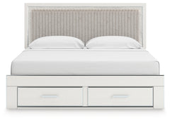 Zuraleus White King Upholstered Panel Platform Storage Bed - Ornate Home