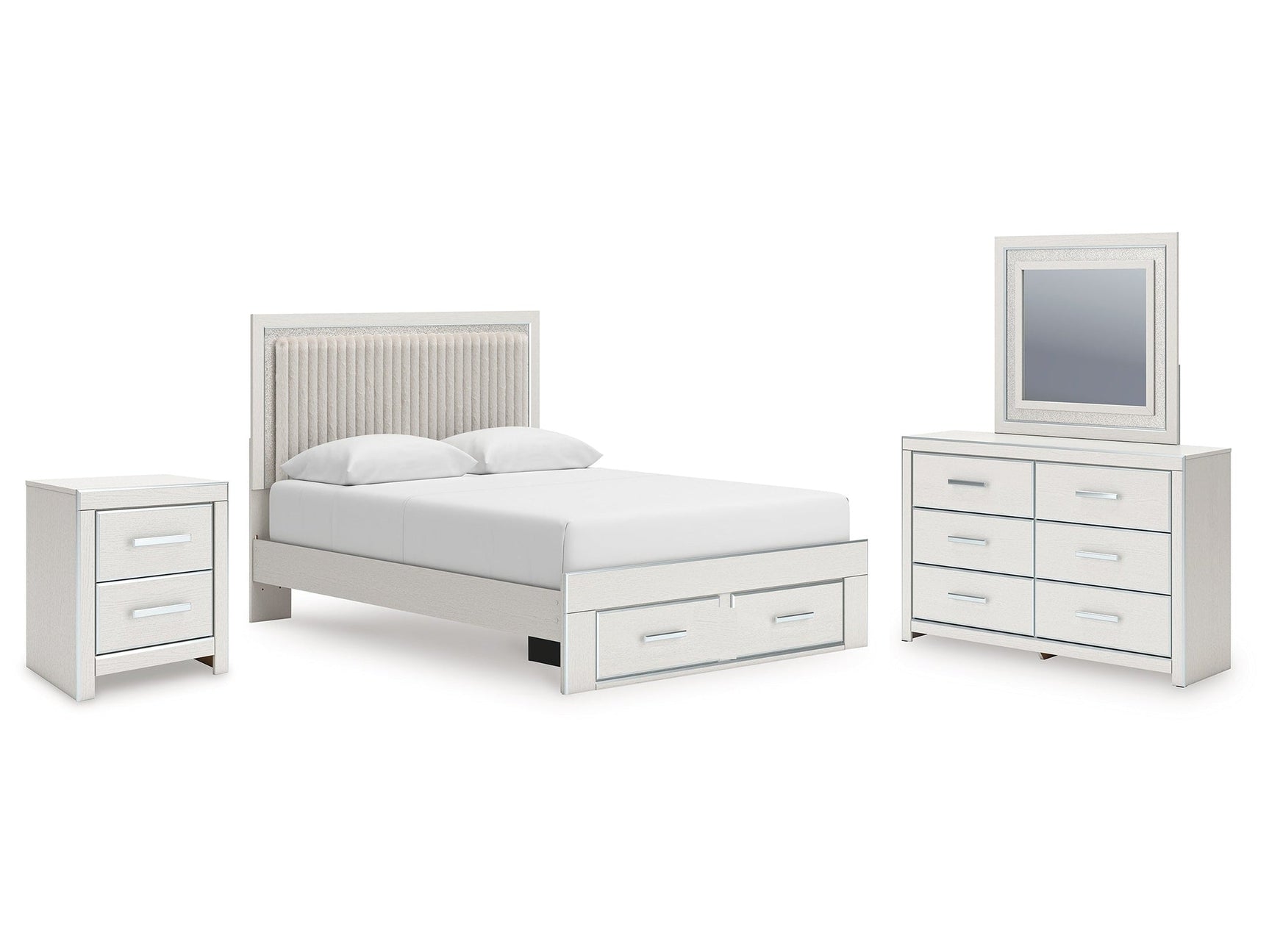 Zuraleus White Queen Storage Bedroom Set with Dresser, Mirror and Nightstand (Online Special Price) - Ornate Home