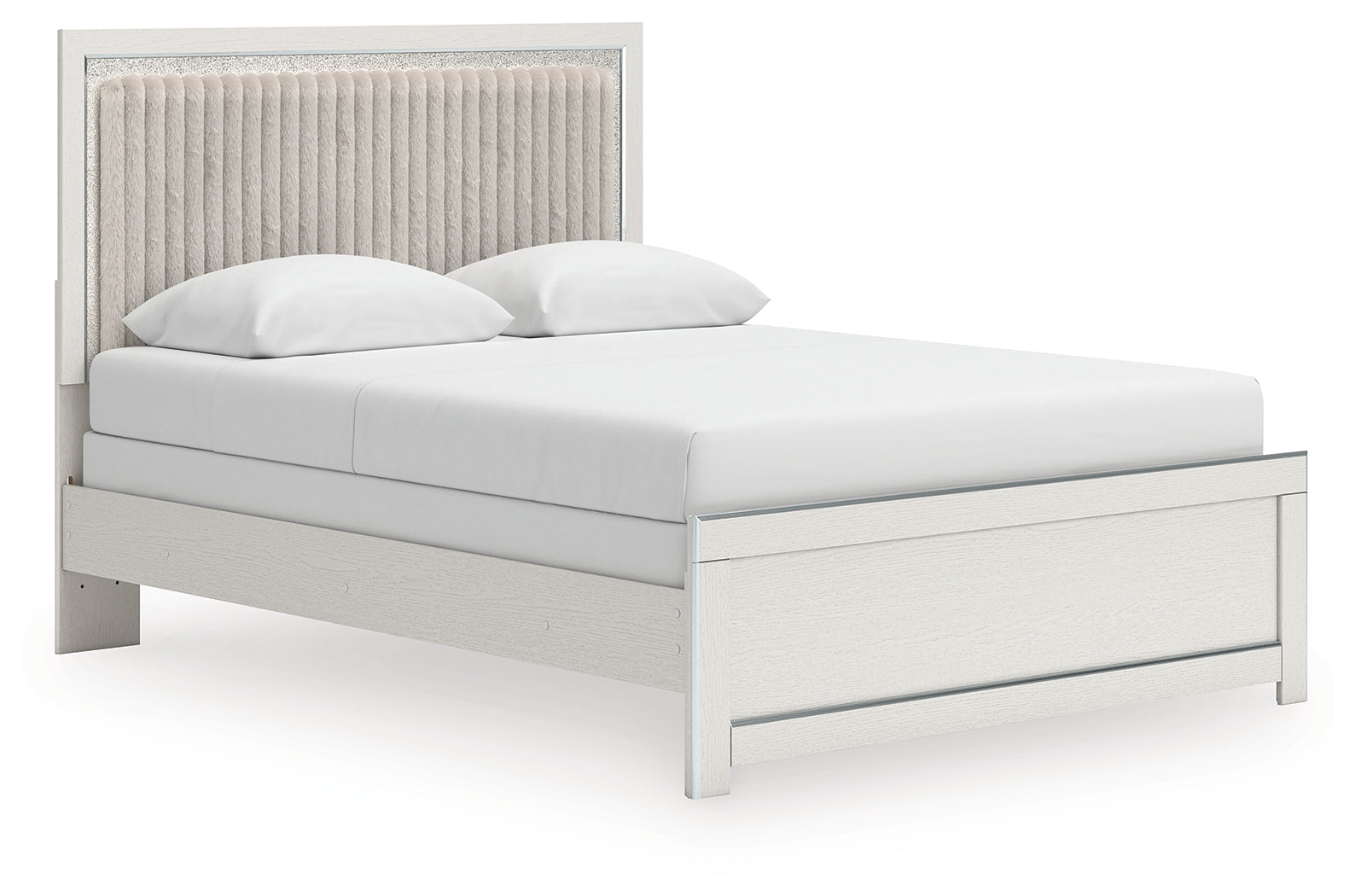 Zuraleus White Queen Upholstered Panel Bed, Dresser, Mirror and Nightstand (Online Special Price) - Ornate Home