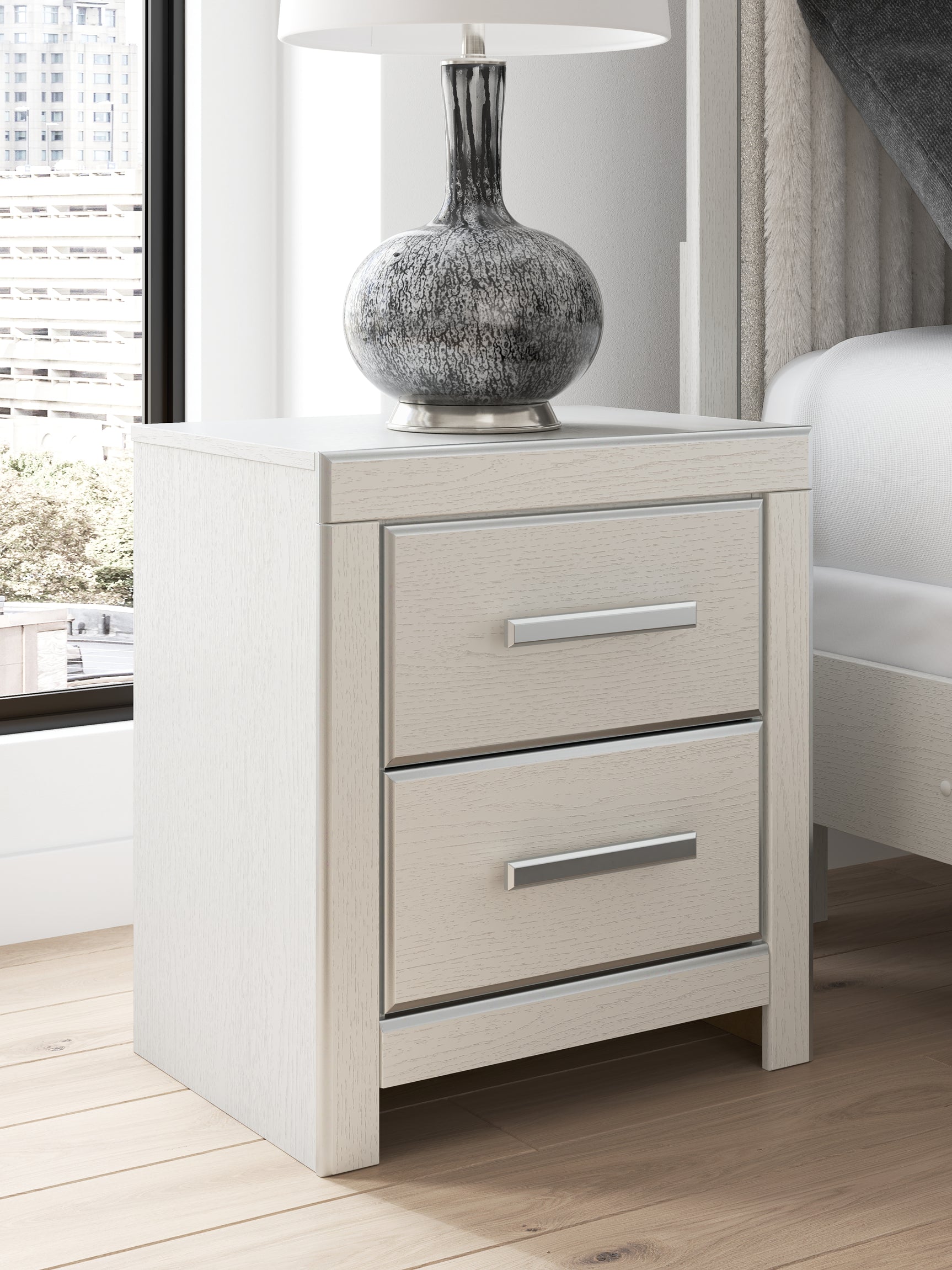 Zuraleus White Queen Upholstered Panel Bed, Dresser, Mirror and Nightstand (Online Special Price) - Ornate Home