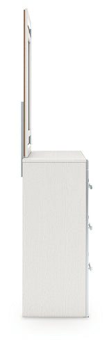 Zuraleus White Queen Upholstered Panel Bed, Dresser, Mirror and Nightstand - Ornate Home