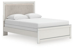 Zuraleus White Queen Upholstered Panel Bed, Dresser, Mirror and Nightstand - Ornate Home