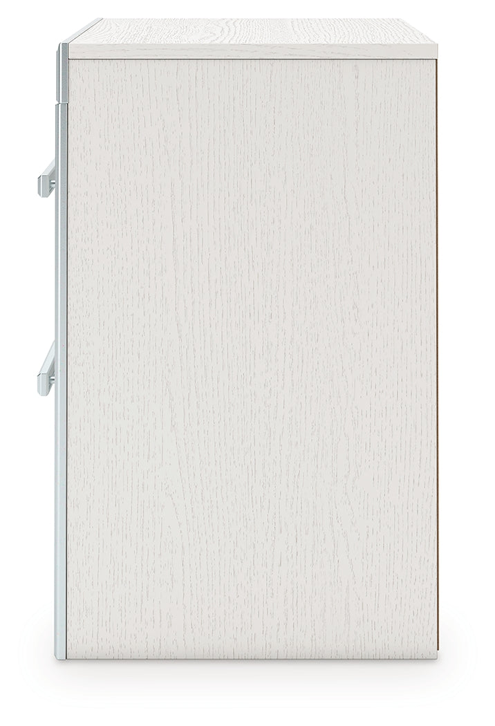 Zuraleus White Queen Upholstered Panel Bed, Dresser, Mirror and Nightstand - Ornate Home