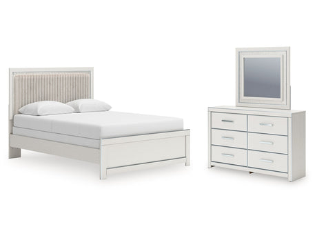 Zuraleus White Queen Upholstered Panel Bed, Dresser and Mirror - Ornate Home