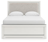 Zuraleus White Queen Upholstered Panel Bed, Dresser and Mirror - Ornate Home
