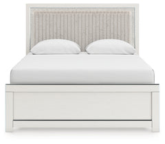 Zuraleus White Queen Upholstered Panel Bed, Dresser and Mirror - Ornate Home