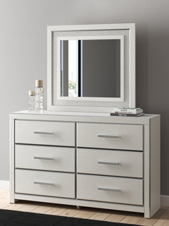 Zuraleus White Queen Upholstered Panel Bed, Dresser and Mirror - Ornate Home