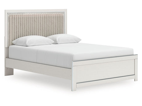 Zuraleus White Queen Upholstered Panel Platform Bed - Ornate Home