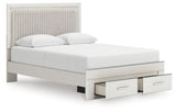 Zuraleus White Queen Upholstered Panel Platform Storage Bed (Online Special Price) - Ornate Home