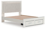 Zuraleus White Queen Upholstered Panel Platform Storage Bed (Online Special Price) - Ornate Home