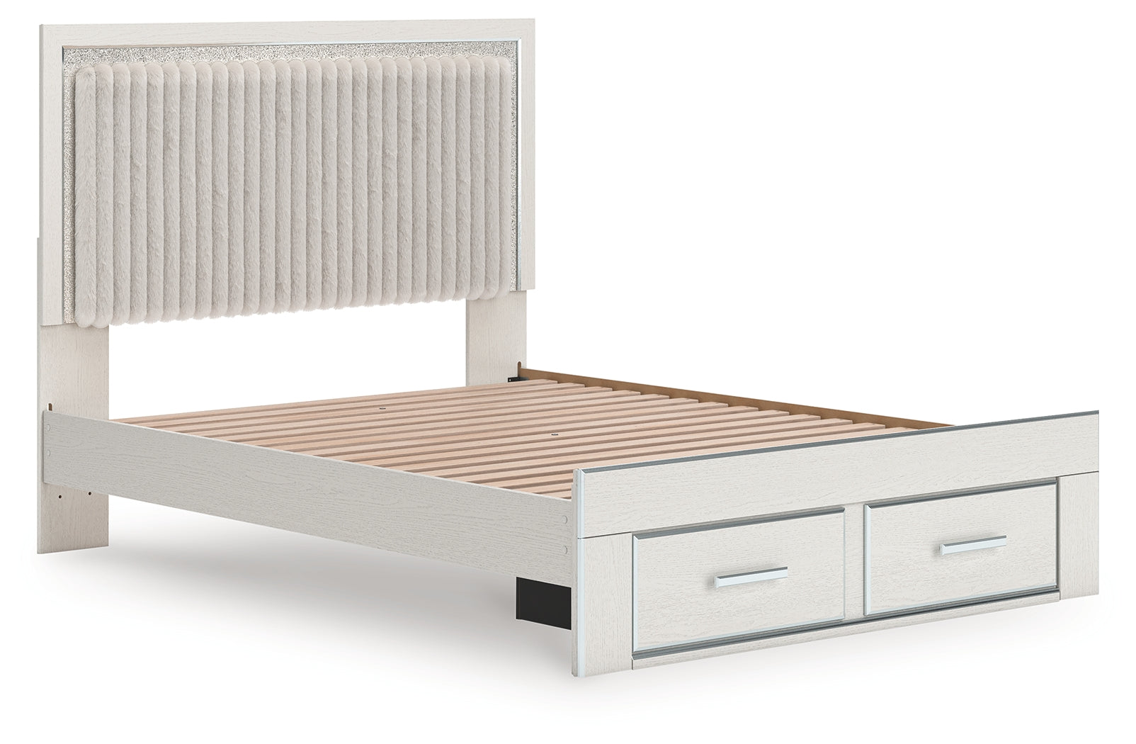 Zuraleus White Queen Upholstered Panel Platform Storage Bed (Online Special Price) - Ornate Home