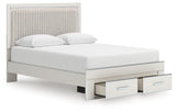 Zuraleus White Queen Upholstered Panel Platform Storage Bed - Ornate Home