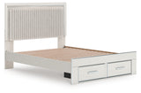 Zuraleus White Queen Upholstered Panel Platform Storage Bed - Ornate Home
