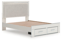Zuraleus White Queen Upholstered Panel Platform Storage Bed - Ornate Home