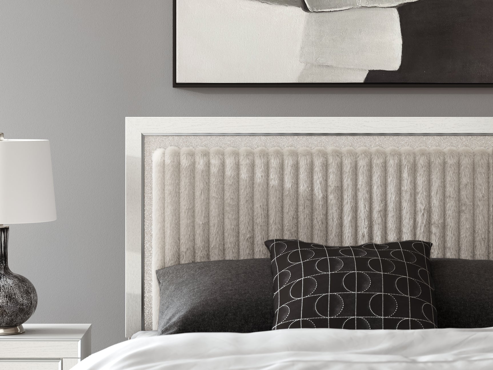 Zuraleus White Queen Upholstered Panel Platform Storage Bed - Ornate Home
