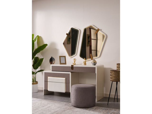 Zurich Taupe/White Bedroom Dresser With Mirror - Ornate Home