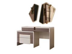 Zurich Taupe/White Bedroom Set (Queen Frame With Headboard & Dresser With Mirror & 2 Nightstand) - Ornate Home