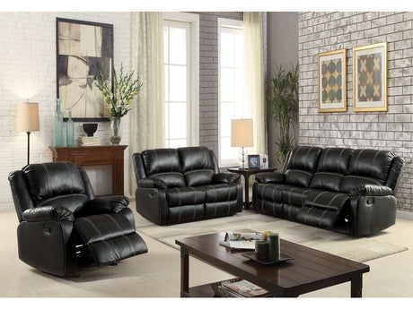 Zuriel Black PU Sofa (Motion) - Ornate Home
