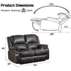 Zuriel Black Synthetic Leather Motion Loveseat - Ornate Home
