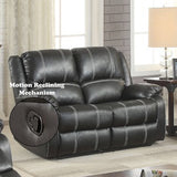 Zuriel Black Synthetic Leather Motion Loveseat - Ornate Home