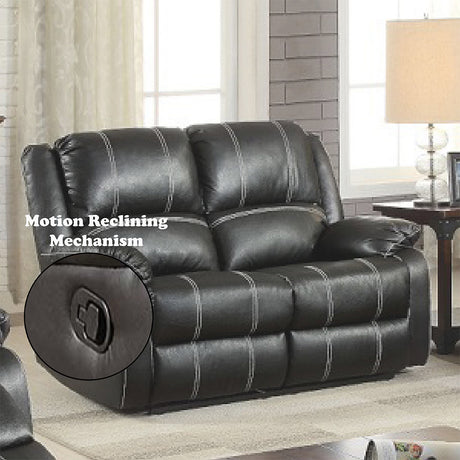 Zuriel Black Synthetic Leather Motion Loveseat - Ornate Home