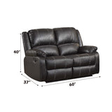 Zuriel Black Synthetic Leather Motion Loveseat - Ornate Home
