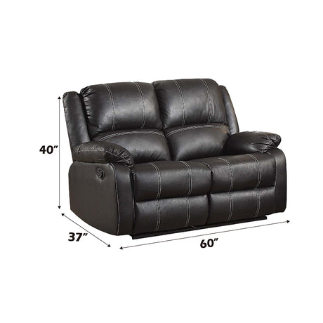 Zuriel Black Synthetic Leather Motion Loveseat - Ornate Home