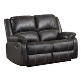 Zuriel Black Synthetic Leather Motion Loveseat - Ornate Home