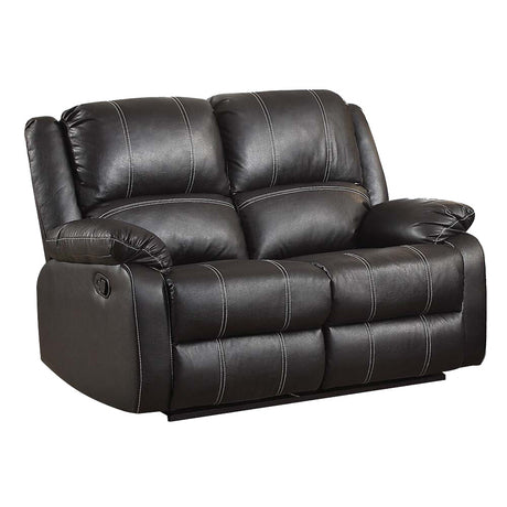 Zuriel Black Synthetic Leather Motion Loveseat - Ornate Home