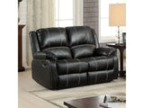 Zuriel Black Synthetic Leather Motion Loveseat - Ornate Home