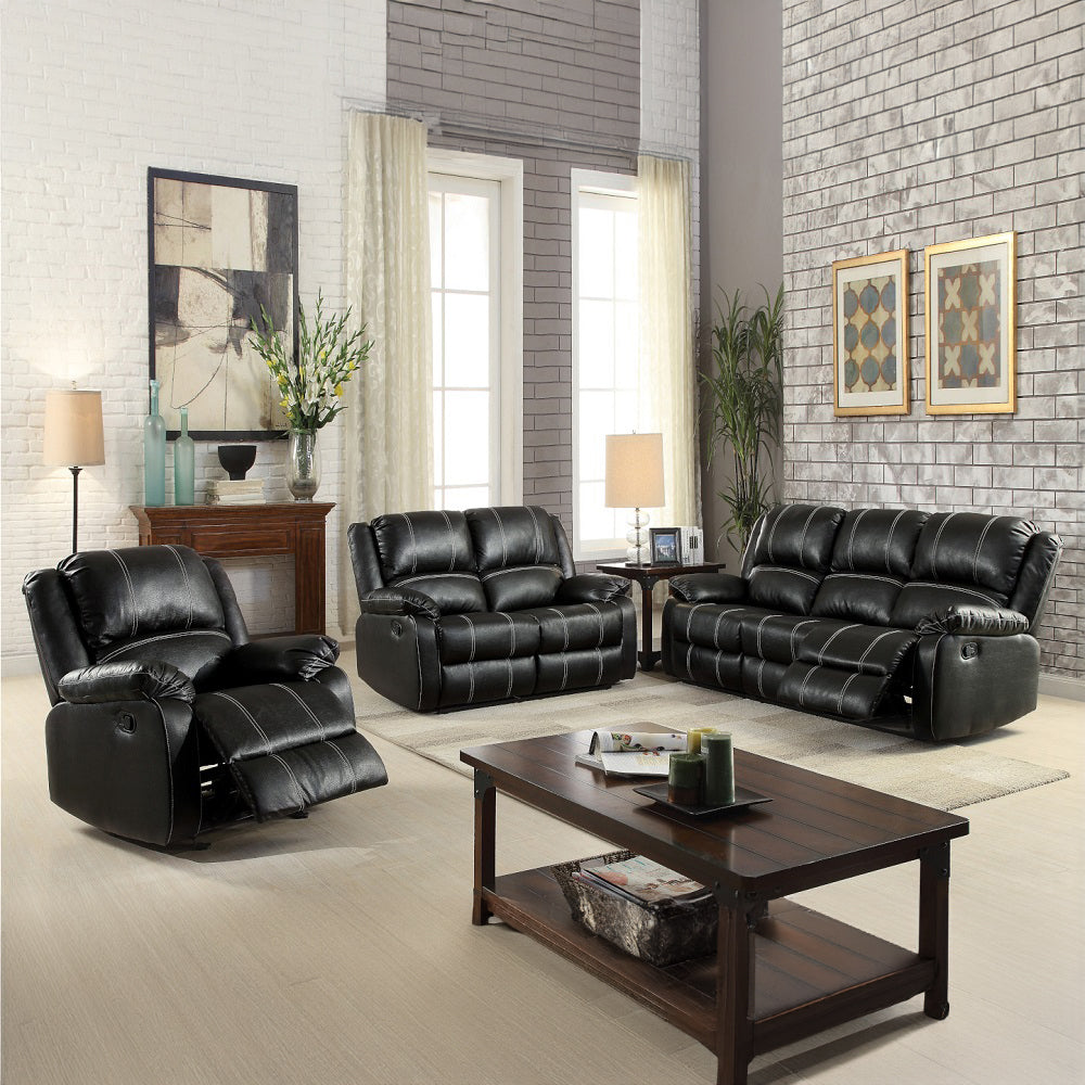 Zuriel Black Synthetic Leather Motion Rocker Recliner - Ornate Home