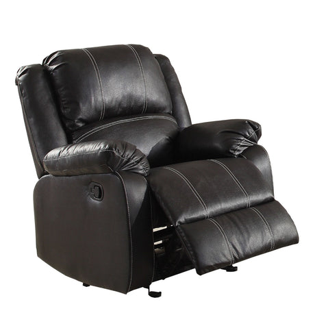 Zuriel Black Synthetic Leather Motion Rocker Recliner - Ornate Home