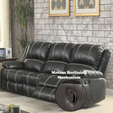Zuriel Black Synthetic Leather Motion Sofa - Ornate Home