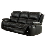 Zuriel Black Synthetic Leather Motion Sofa - Ornate Home