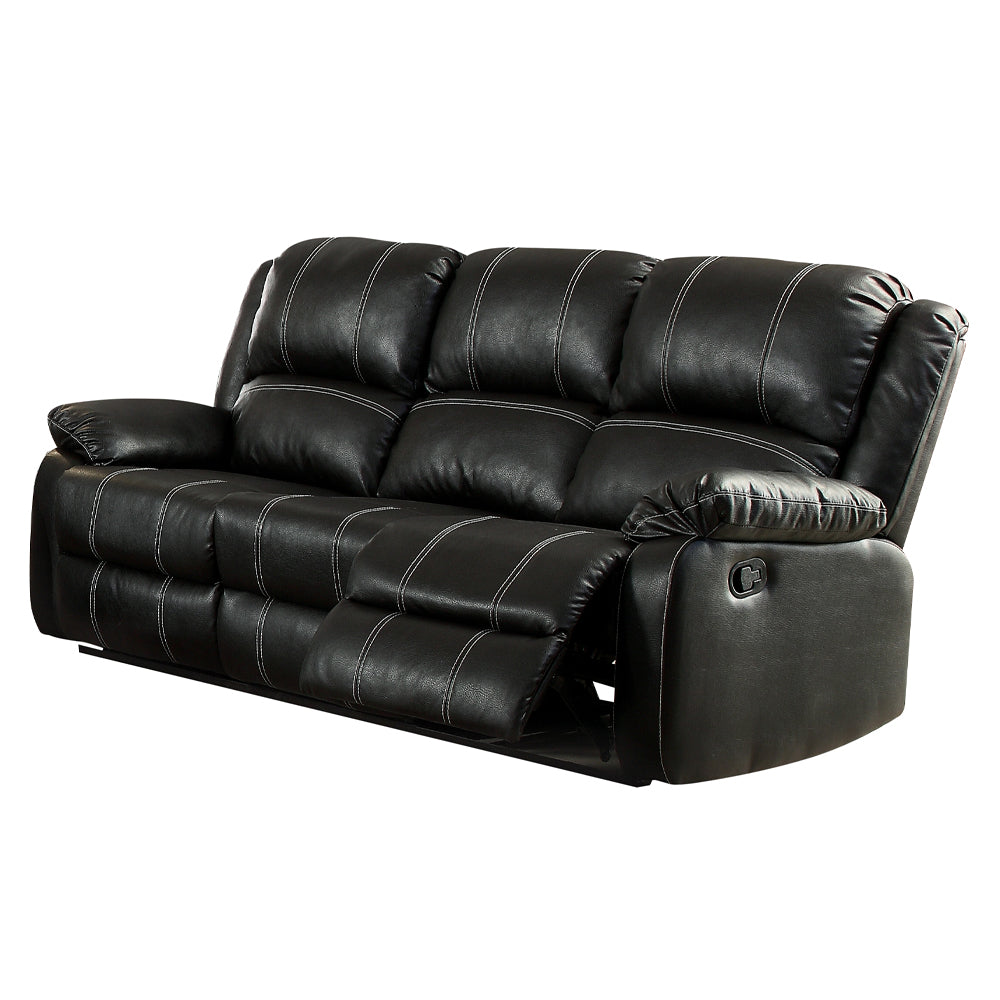 Zuriel Black Synthetic Leather Motion Sofa - Ornate Home