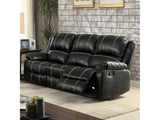 Zuriel Black Synthetic Leather Motion Sofa - Ornate Home