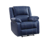Zuriel Blue Leatherette Power Motion Recliner w/ USB - Ornate Home