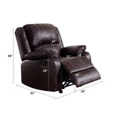 Zuriel Brown PU Rocker Recliner (Motion) - Ornate Home