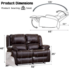 Zuriel Brown Synthetic Leather Motion Loveseat - Ornate Home