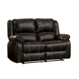 Zuriel Brown Synthetic Leather Motion Loveseat - Ornate Home