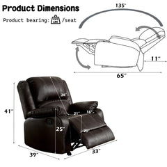 Zuriel Brown Synthetic Leather Motion Rocker Recliner - Ornate Home