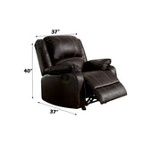 Zuriel Brown Synthetic Leather Motion Rocker Recliner - Ornate Home