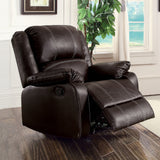 Zuriel Brown Synthetic Leather Motion Rocker Recliner - Ornate Home