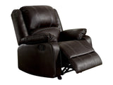 Zuriel Brown Synthetic Leather Motion Rocker Recliner - Ornate Home