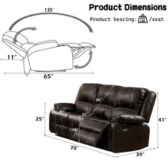 Zuriel Brown Synthetic Leather Motion Sofa - Ornate Home